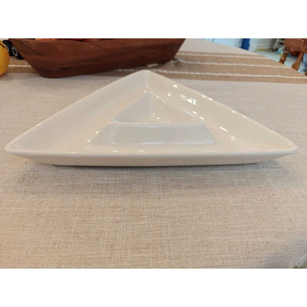 Pfaltzgraff Triangle White Dip Tray Mid Century Modern Perfect Serving Dish